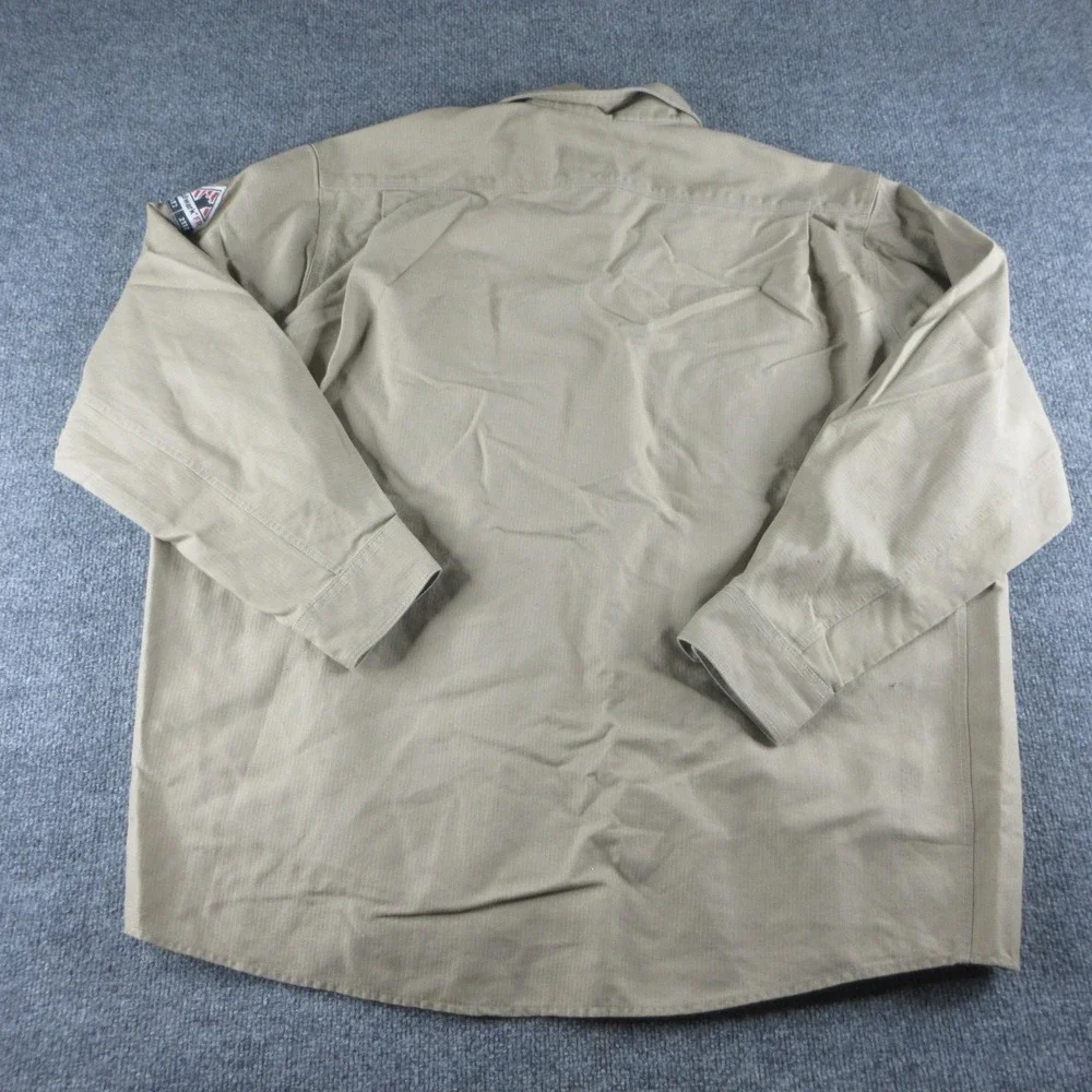 Bulwark FR Shirt Mens 2XL Beige‎ Flame Resistant Long Sleeve Button Up Workwear
